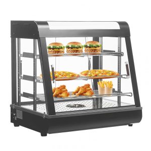 Aquecedor de Alimentos 3 Andares Anpuce Preto Aço Inoxidável Interruptor Luz Independente Termostato 66 cm 110V 1200W para Buffet Restaurantes