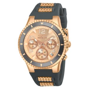 Relgio feminino BLU - 39 mm. Rosa ouro. Cinza 24189 Invicta