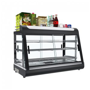 Aquecedor de Alimentos Countertop Whalefall Preto Suporte Superior Iluminação Tri-Cor Termostato Ajustável 89 cm 110V 1500W para Restaurantes