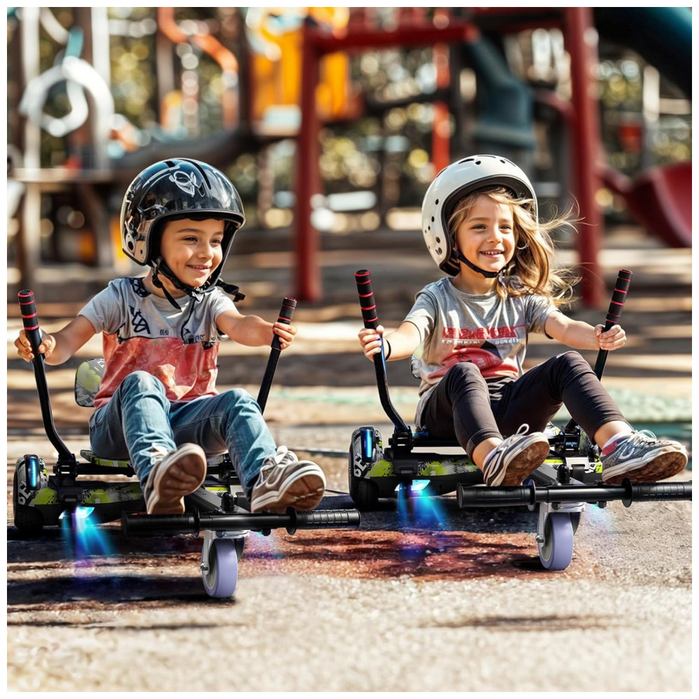 Hoverboard com Assento para Crianças e Adultos, Auto Balanceamento 6,5 e 8,5 polegadas, Bluetooth com Luzes LED Coloridas e Kart – Verde Velocidade - Imagem 6