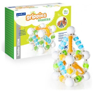 Blocos de construção magnéticos Guidecraft Grippies Shakers com 30 peças e efeito sensorial para exploração STEM na primeira infância
