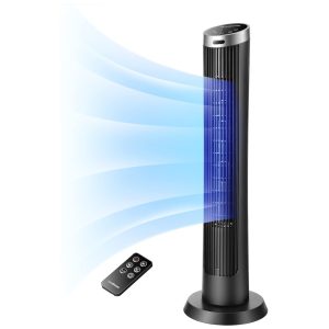 Ventilador de Torre Digital sem Lâminas com 4 Velocidades 110V 50W OmniBreeze Preto