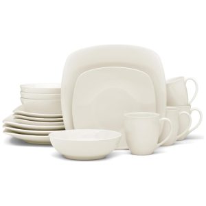 Conjunto de Aparelho de Jantar com 16 Peças Formato Quadrado e Material de Cerâmica para 4 Pessoas Noritake Creme