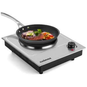 Cooktop Elétrico Portátil de Bancada com 1 Queimador Aço Inoxidável 110V 1500W Cusimax Prata