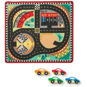 Tapete de Atividades Infantil Tema Pista de Corrida Speedway Race Track FFP para Crianças Acima de 3 Anos Melissa & Doug