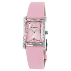 Relógio Gatsby La Femme 145CL: design elegante com mostrador rosa pulseira de couro rosa e fivela de prata.