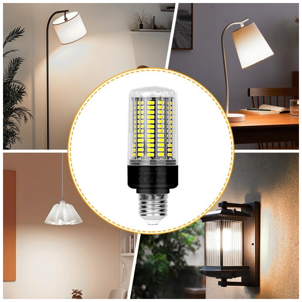 Lâmpadas LED tipo milho 30W 6 unidades, equivalentes a 300W, 3520 lúmens super brilhantes, luz diurna 6000K, base E26/E27, para ventilador,Duu Too - Imagem 8