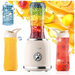 Liquidificador Pessoal Retrô DOWYLIK Creme 300W Copos Portáteis 600 ml 110V