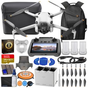 Combo de Drone DJI Mini 4 Pro Fly More com Controle Remoto 2 RC com Tela Drone Dobrável com Vídeo 4K Menos de 249g 34 Minutos de Voo Sensor de Vis