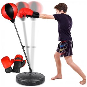 NATGGZ Saco de Pancadas Infantil Ajustável com Luvas para Boxe - Brinquedo Esportivo para Meninos e Meninas Vermelho