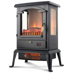 Lareira Elétrica Portátil com Controle Remoto e Segurança Contra Tombamento 110V 1500W VOLTORB Preta