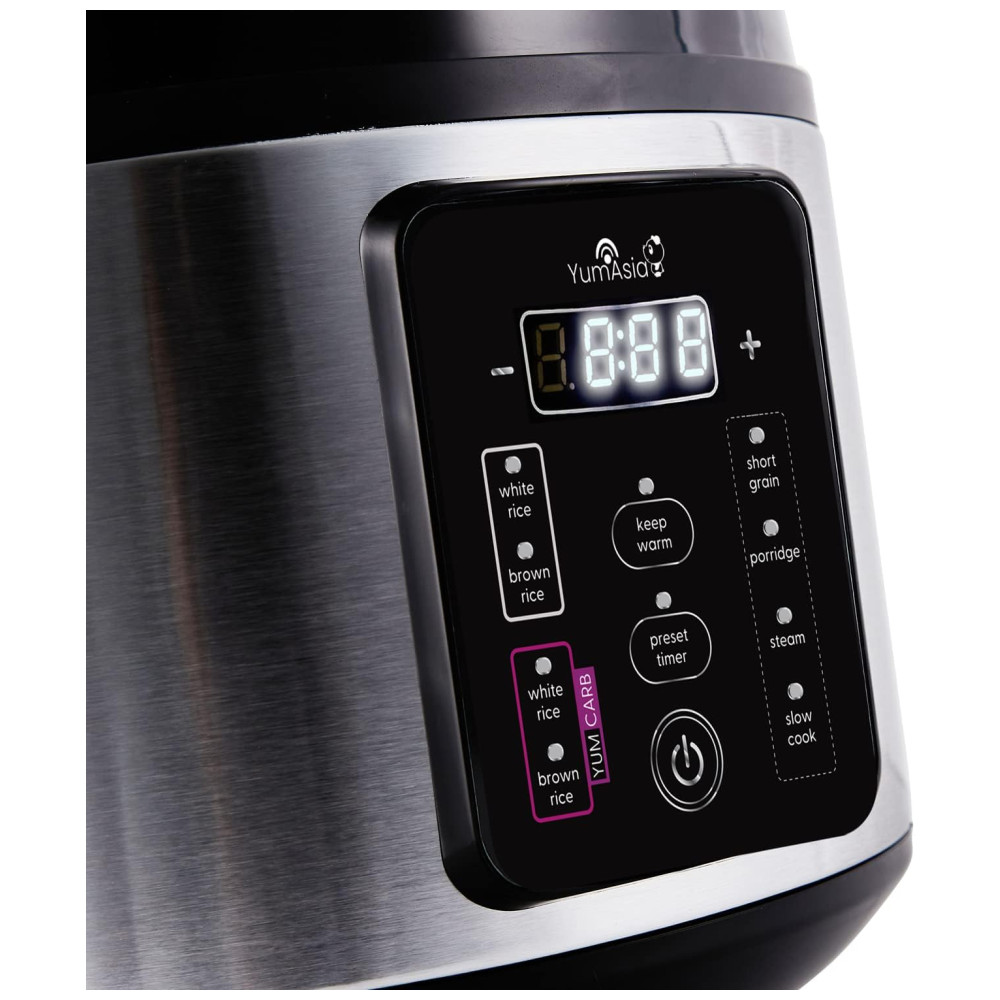 Panela de Arroz Elétrica 1 Litro em Aço Inoxidável e 8 Predefinições 110V YumAsia Kumo Prata - Imagem 6