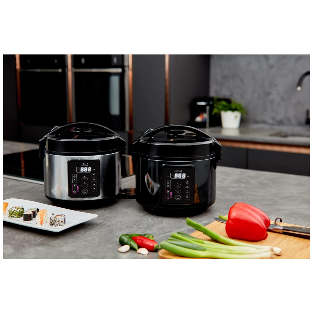 Panela de Arroz Elétrica 1 Litro em Aço Inoxidável e 8 Predefinições 110V YumAsia Kumo Prata - Imagem 7