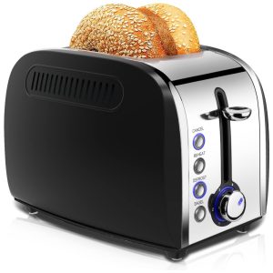 Torradeira Elétrica de 2 Fatias com 6 Níveis de Tostagem 800W 110v JEWJIO T 36AU Preto
