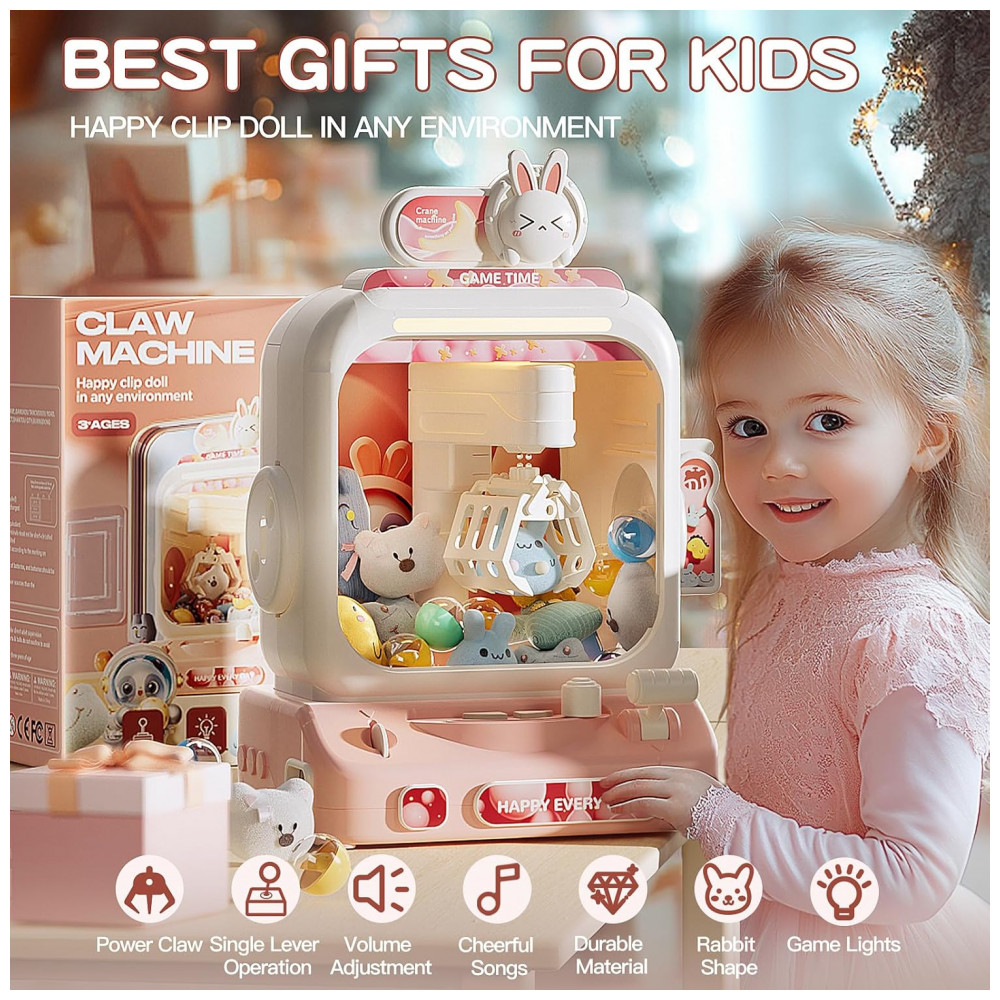 Mini Máquina de Garra Infantil LFACHTER Rabbit com Música e Prêmios, Brinquedo Eletrônico para Crianças 3+ - Imagem 2