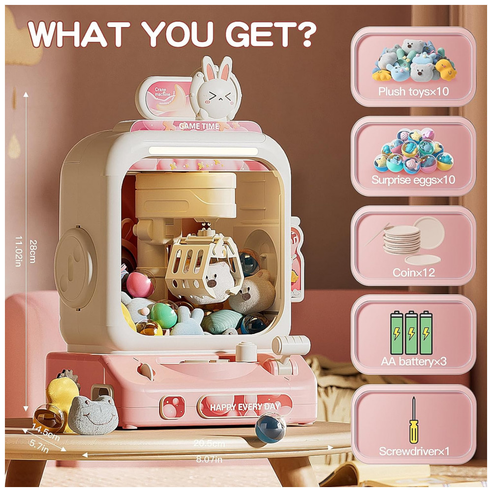 Mini Máquina de Garra Infantil LFACHTER Rabbit com Música e Prêmios, Brinquedo Eletrônico para Crianças 3+ - Imagem 5