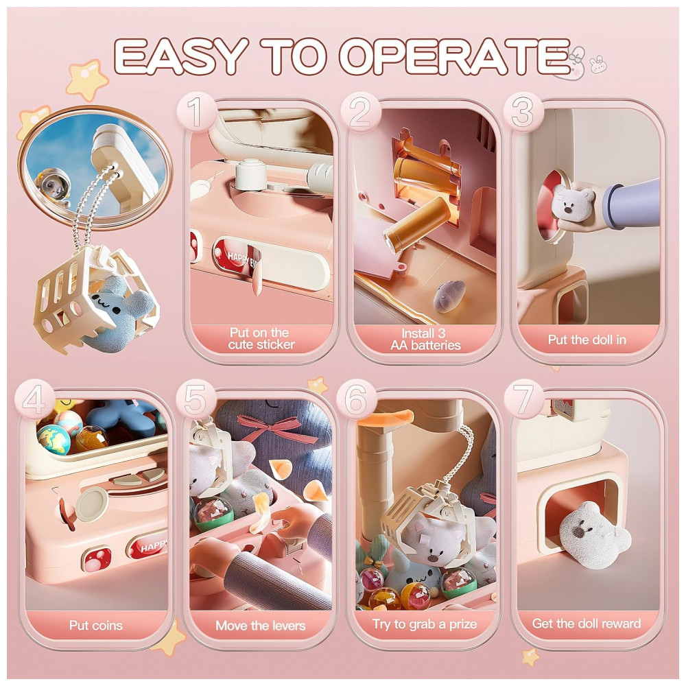 Mini Máquina de Garra Infantil LFACHTER Rabbit com Música e Prêmios, Brinquedo Eletrônico para Crianças 3+ - Imagem 7