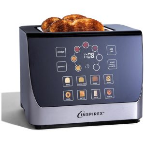 Torradeira 2 Fatias com Controle Digital Contagem Regressiva e 7 Níveis de Tostagem 110V 1000W Nostalgia Inspirex Prata