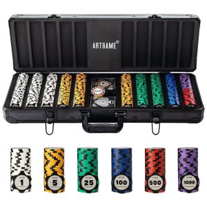 Maleta de Poker em Alumínio com 500 Fichas Numeradas para Texas Holdem 14g Artgame Preta