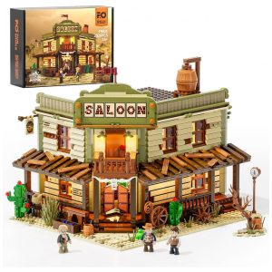 Kit de Construção Bar Western Saloon The Old West Saloon com Luz LED e 2026 Peças FUNWHOLE Verde