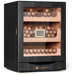 Umidor de Charutos GLENCREAG MET1031 para 100 a 150 Charutos Revestimento em Cedro Espanhol Porta Magnética 31 Gavetas Grandes