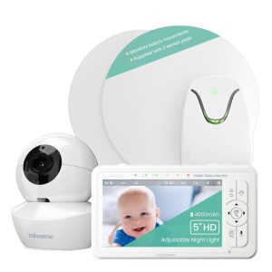 Babá Eletrônica com Câmera Monitor HD Áudio Luz Noturna e Monitor de Movimento no Colchão Babysense True Sleep Branco