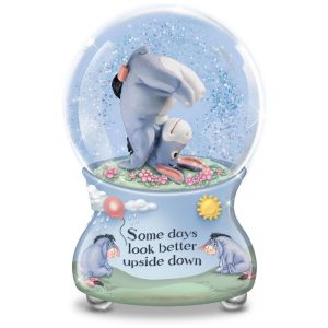Globo de Neve Musical Disney Alguns Dias Parecem Melhores de Cabeça para Baixo com Glitter - The Bradford Exchange Base Metálica