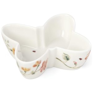 Tigela Elegante e Sofisticada com Tema de Borboleta Formato Redondo e Material Porcelana LENOX 885606 Branca Colorida