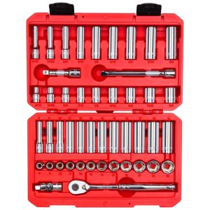 Ferramenta Automotiva Soquete e Catraca de 6 Pontos de Acionamento 8 a 19mm 47 Peças com estojo TEKTON SKT15301 Vermelho
