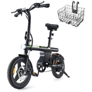Bicicleta Elétrica Dobrável isinwheel U1 Preta – Motor 500W Velocidade Máxima 32km/h Autonomia 40km Rodas 14" Câmbio Eletrônico e Suspensão Traseira Preta