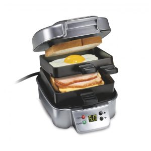 Hamilton Beach Sanduicheira Stacker Personalizável Prata 120V 155 cm² Placa Pivotante