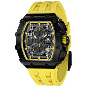 Relógio Masculino Analógico Quartzo a Prova dÁgua 50M com Cronógrafo TSAR BOMBA TB 8204SGLZHX Amarelo e Preto