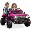 Carro Elétrico Infantil Best Choice Products 24V Rosa, Caminhão 2 Lugares, com Controle Remoto, Bluetooth, Luzes LED e Capacidade para 60 kg