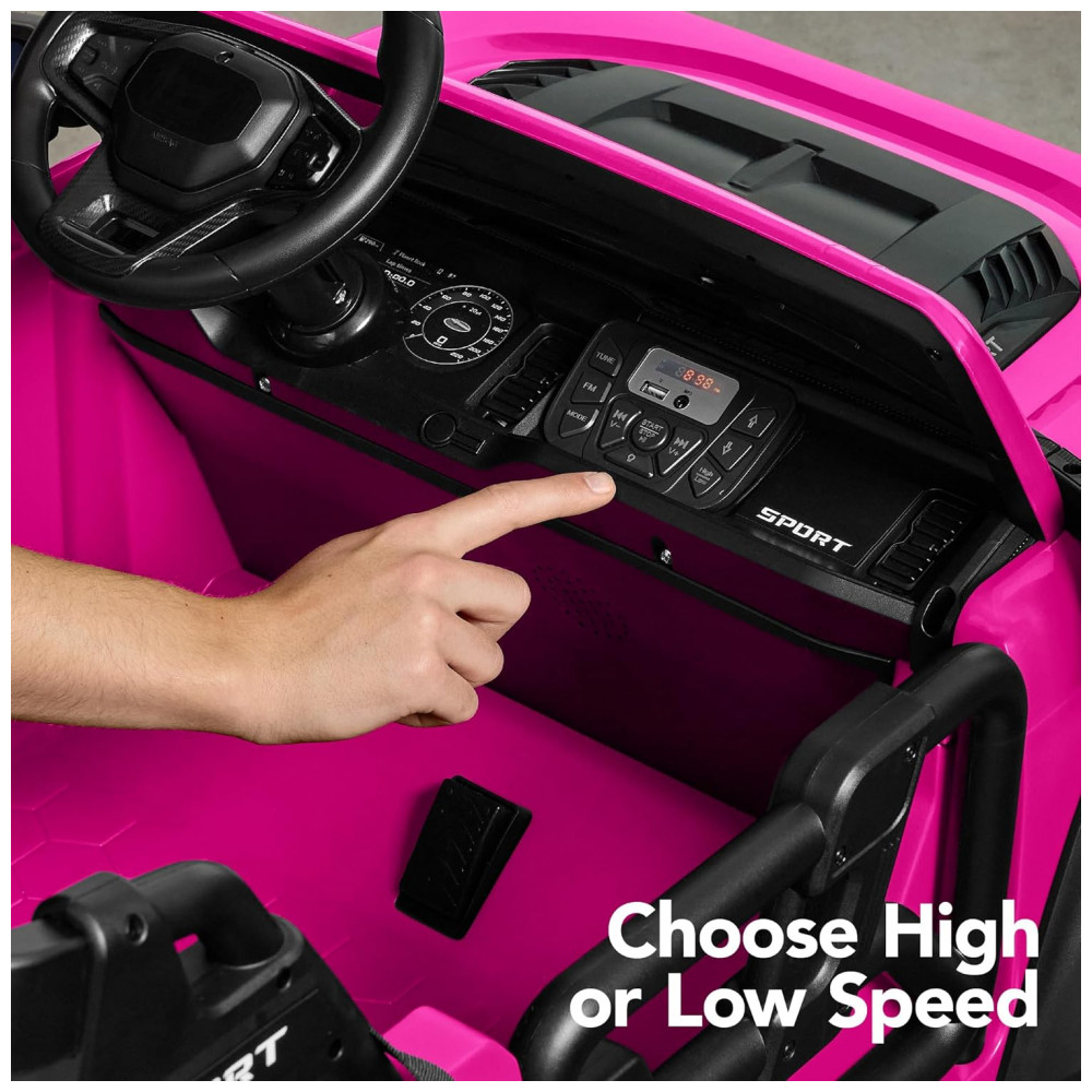 Carro Elétrico Infantil Best Choice Products 24V Rosa, Caminhão 2 Lugares, com Controle Remoto, Bluetooth, Luzes LED e Capacidade para 60 kg - Imagem 6