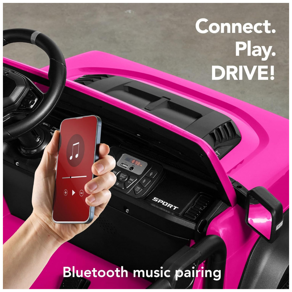 Carro Elétrico Infantil Best Choice Products 24V Rosa, Caminhão 2 Lugares, com Controle Remoto, Bluetooth, Luzes LED e Capacidade para 60 kg - Imagem 8