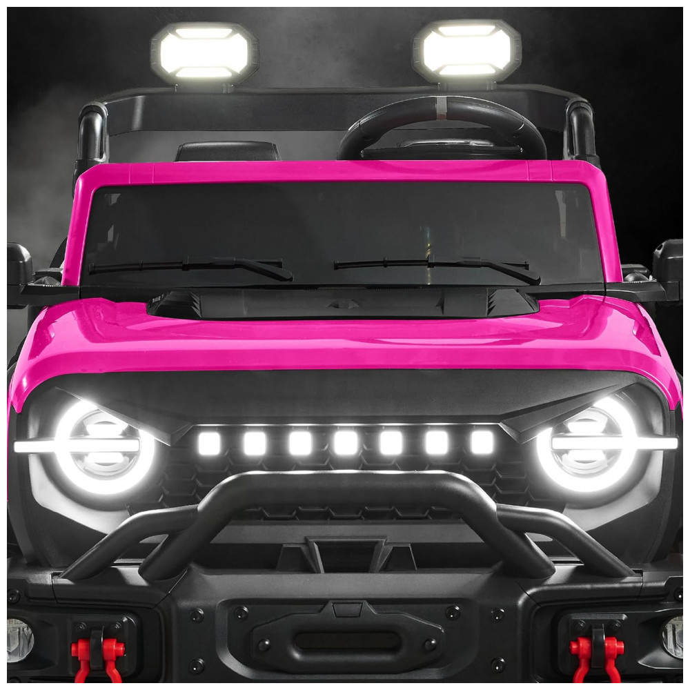Carro Elétrico Infantil Best Choice Products 24V Rosa, Caminhão 2 Lugares, com Controle Remoto, Bluetooth, Luzes LED e Capacidade para 60 kg - Imagem 9