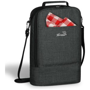 Tirrinia Bolsa Térmica Para Transporte de Vinhos até 2 Garrafas Preta