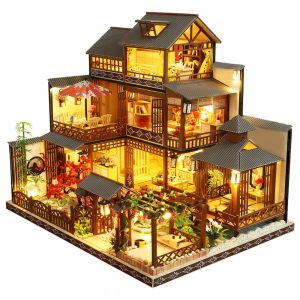 Casa em Miniatura Realista Japonesa com Móveis de Madeira para Adultos e Adolescentes Escala 124 SPILAY