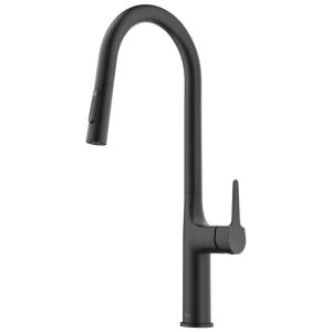 Torneira Cozinha Moderna e Multifuncional com Pulverizador Pull Down Kraus KPF-3101MB Oletto Preto Fosco