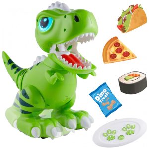 Robo Pets T-Rex Verde – Dinossauro Robô Interativo com Controle Remoto Gestos e Alimentação Programável para Crianças a Partir de 3 Anos