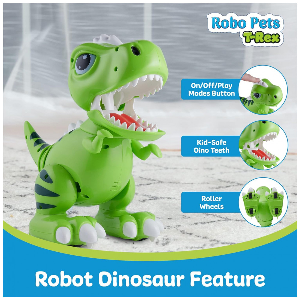 Robo Pets T-Rex Verde – Dinossauro Robô Interativo com Controle Remoto, Gestos e Alimentação Programável para Crianças a Partir de 3 Anos - Imagem 4