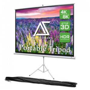 Tela de projeção portátil 100" 4:3 AKIA SCREENS Tripod MaxWhite 2 com ajuste de altura para uso interno e externo