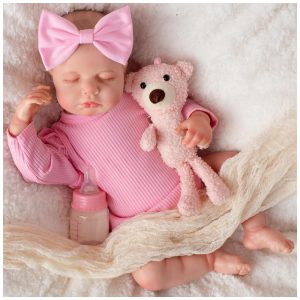 Bebê Recém-Nascido Newborn Boneca Bebê Reborn Realista de 45 cm Menina com Corpo de Pano e Kit de Alimentação SPICIMOMO
