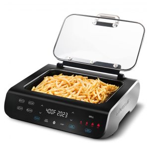 Churrasqueira Grill Elétrica até 2 Porções em Aço Inoxidável e Painel Digital 110V Gourmia Preta