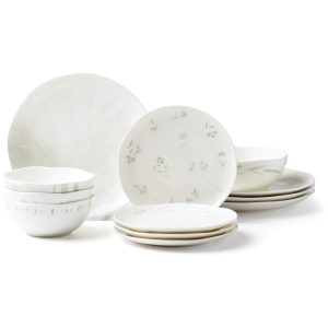 Conjunto de Aparelho de Jantar com 12 Peças Material de Porcelana e Formato Redondo LENOX 894223 Branco