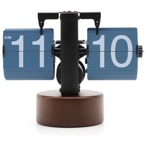 Relógio Retro Flip com Base de Madeira de Nogueira Operado por Bateria Itigoitie Marrom