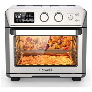 Forno Elétrico de Bancada 15 em 1 25L com Função Air Fryer Espeto Giratório em Aço Inoxidável 110V 1700W ECOWELL ECOKX01 Prata