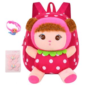 Mochila infantil Suerico BAG001 com boneca de pelúcia destacável em lona para crianças de 1 a 5 anos