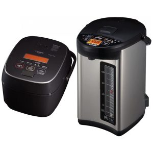 Kit Panela de Arroz Elétrica 10 Xícaras NW JEC10BA e Chaleira Elétrica 5 Litros JAC50XB 110V Zojirushi Preta