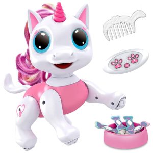 Power Your Fun Robo Pets Unicorn Toy Rosa – Robô Interativo Programável com Controle por Gestos e Remoto para Crianças a Partir de 3 Anos